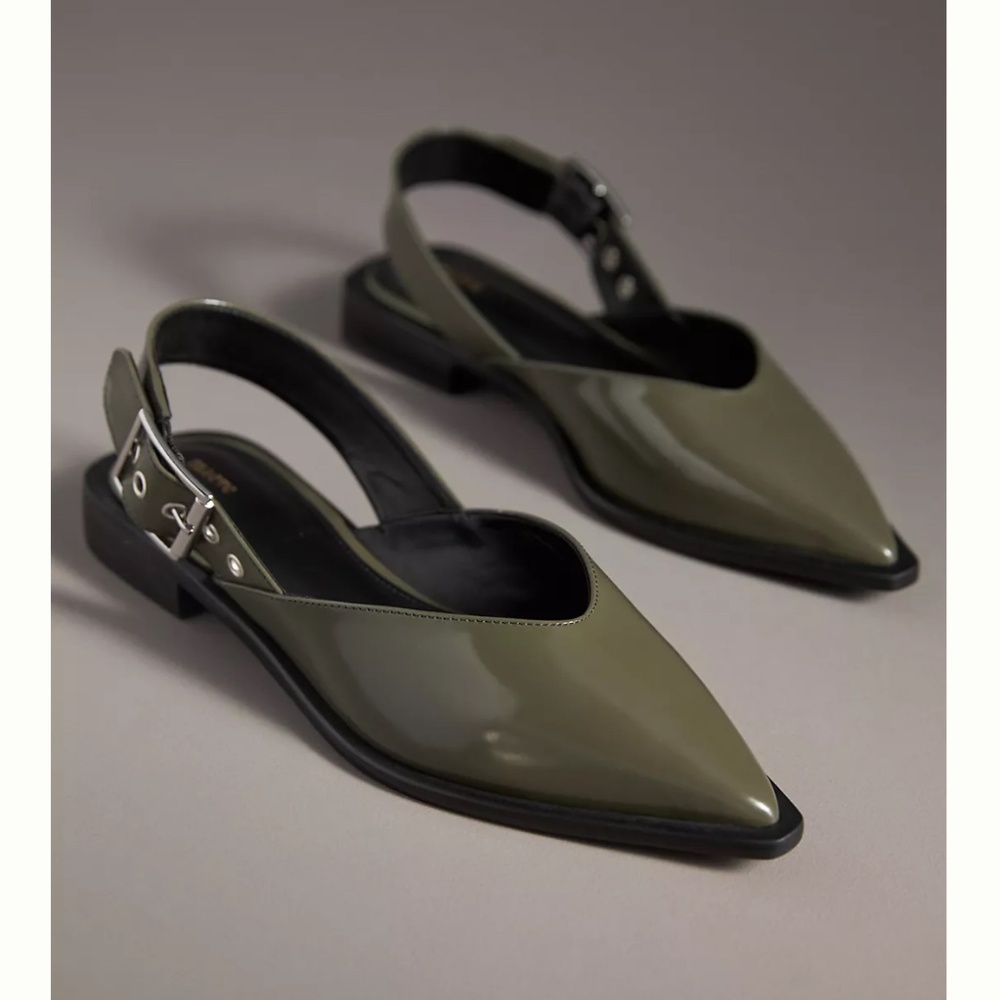 Maeve Moto Pointed-Toe Slingback Flats